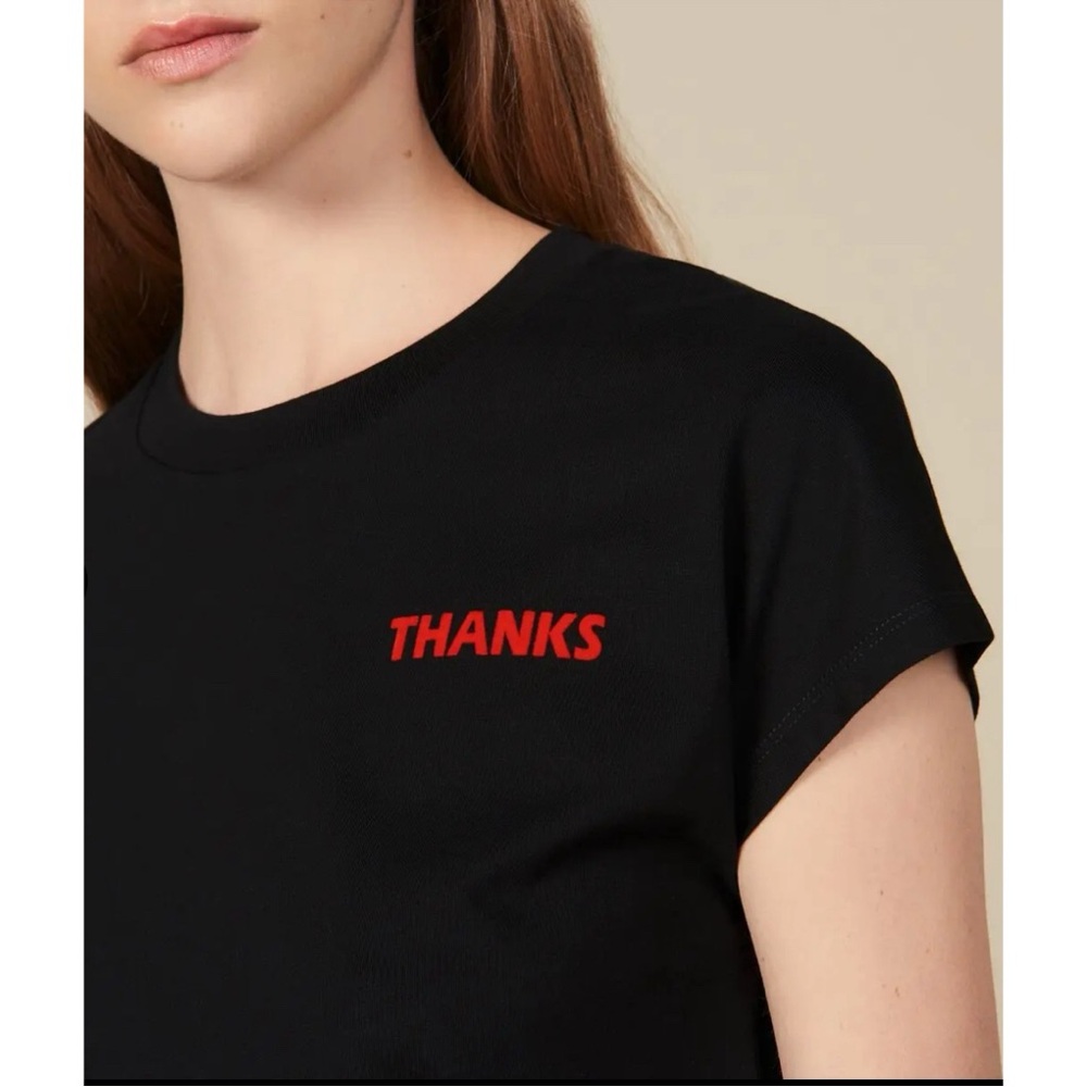 Sandro Thanks T-Shirt In Black Size 4 - Picture 4 of 12